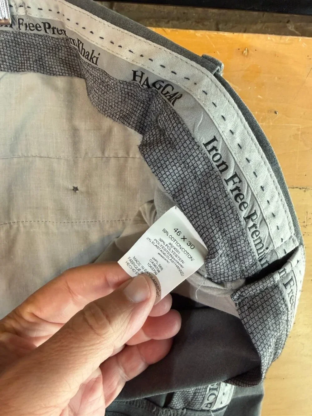 Haggar Iron Free Premium Khaki Pants in Gray 46X30